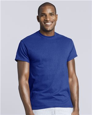 Man wearing a plain blue shirt