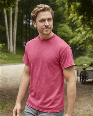 Man wearing a bubblegum pink shirt